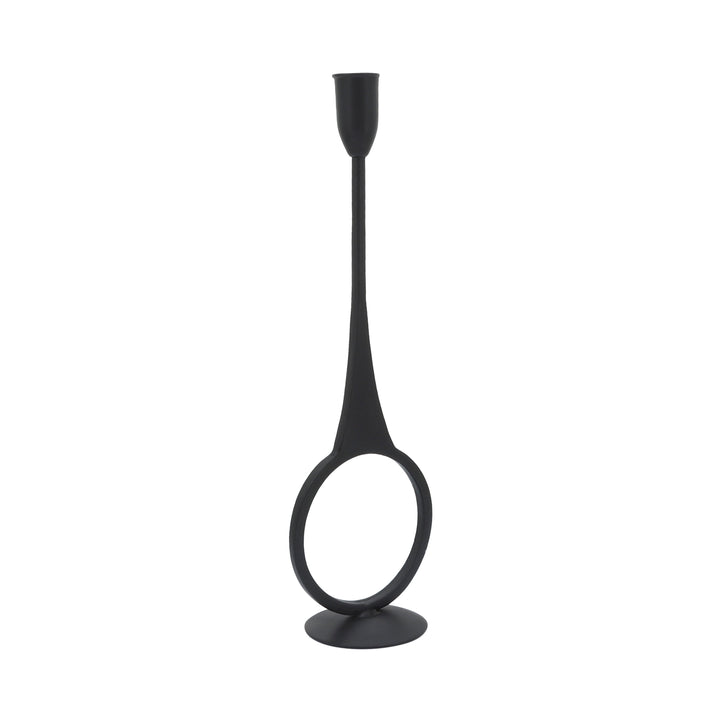 Metal, 13"h Round Taper Candle Holder, Black