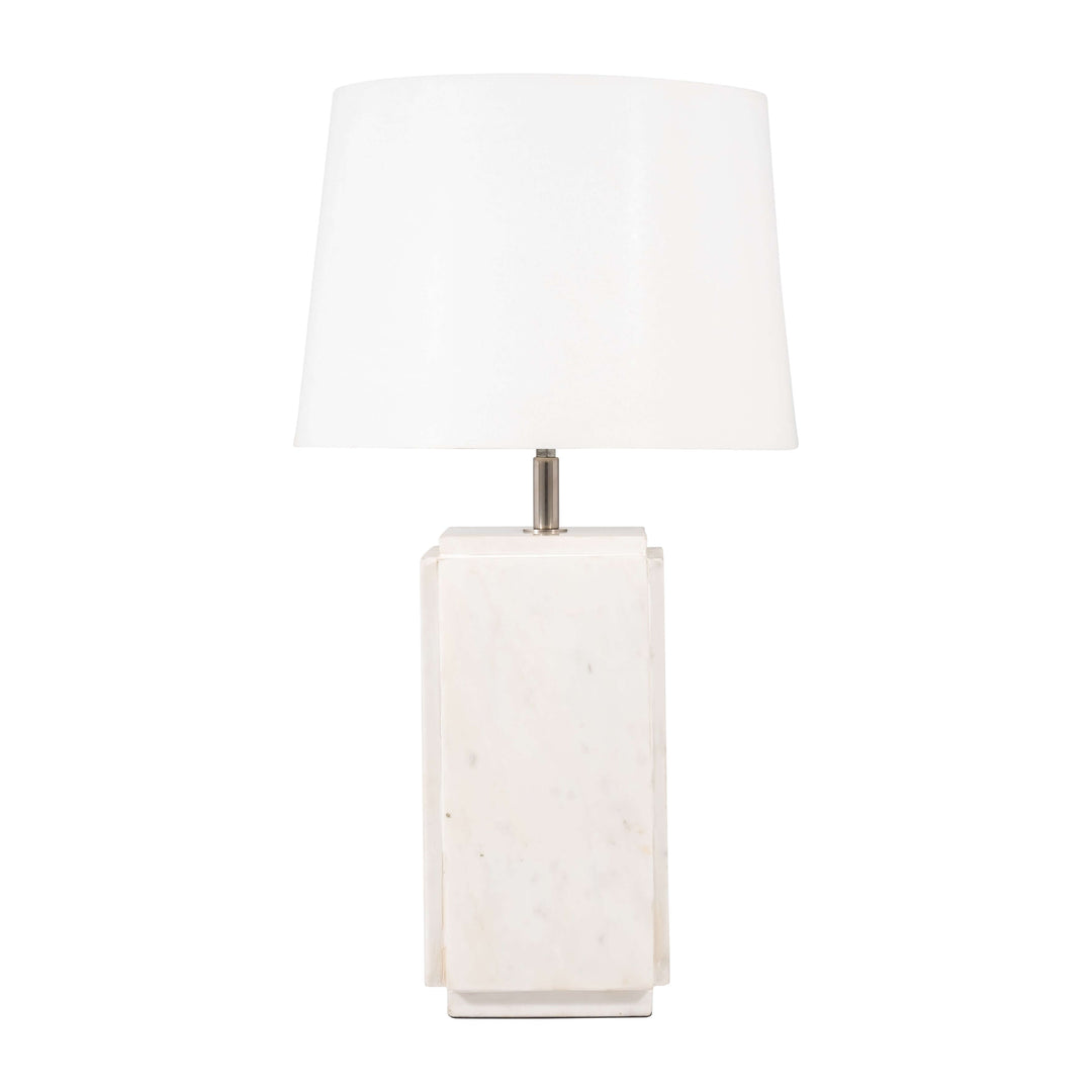 Marble, 27"h Fluted Table Lamp, White/off White