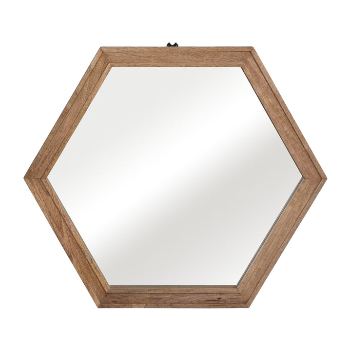 Wood, 20" Hexagonal Mirror, Natural