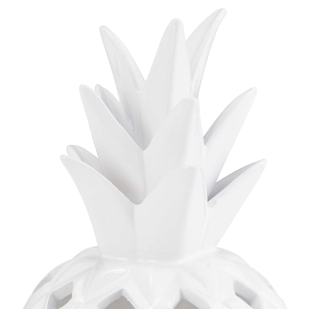 Cer, 10" Cut-out Pineapple, White