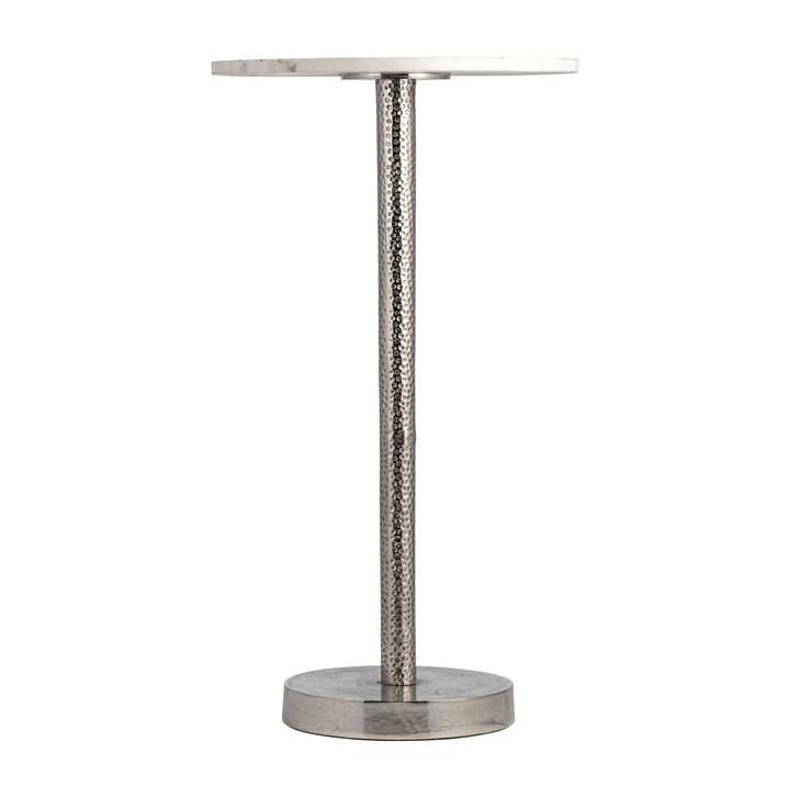 Metal, 24"h Round Drink Table - Flat Base, Silver/