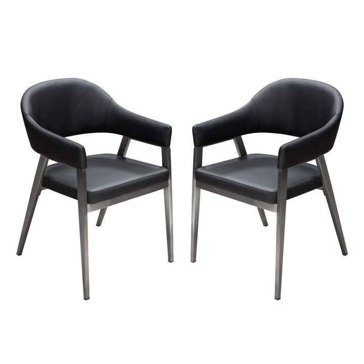 Adele Dining Chairs Set of (2) Black leatherette/ 21x23x33
