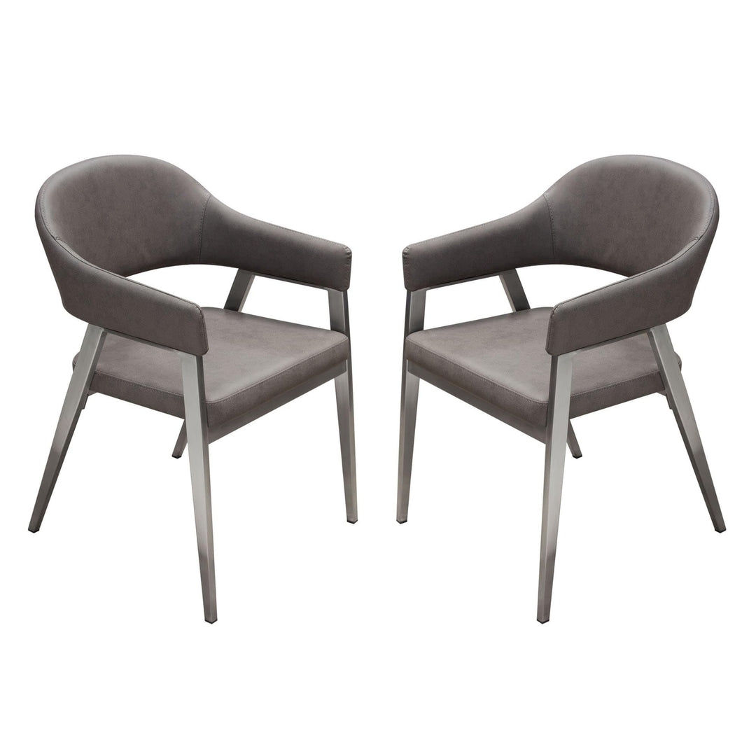 Adele Dining Chairs Set of (2) Grey leatherette/ 21x23x33