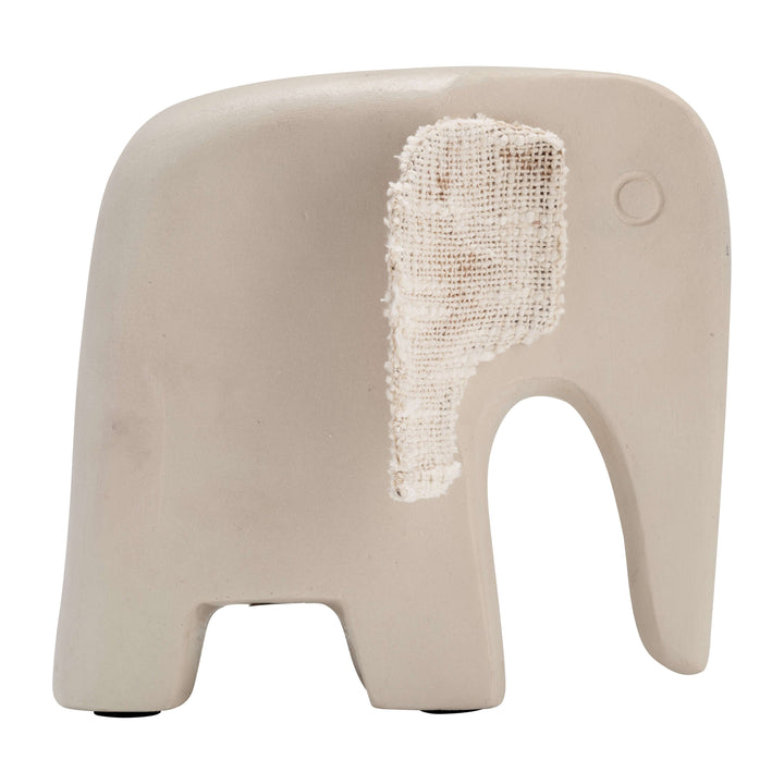 Ecomix, 8"h Elephant - Fabric Detail, Ivory