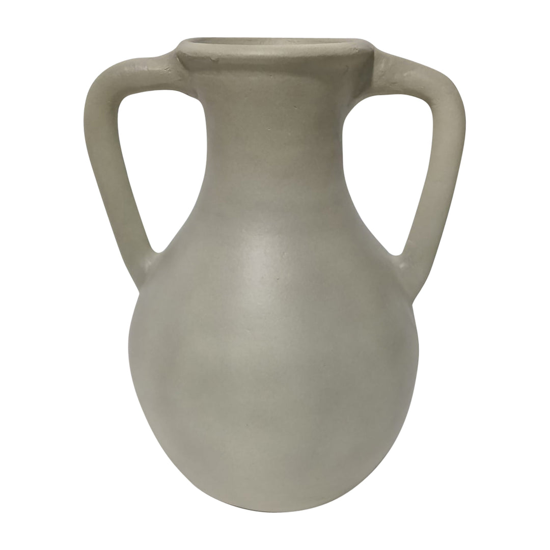 Terracotta, 11" Jug Vase W/ Handles, Sage Green