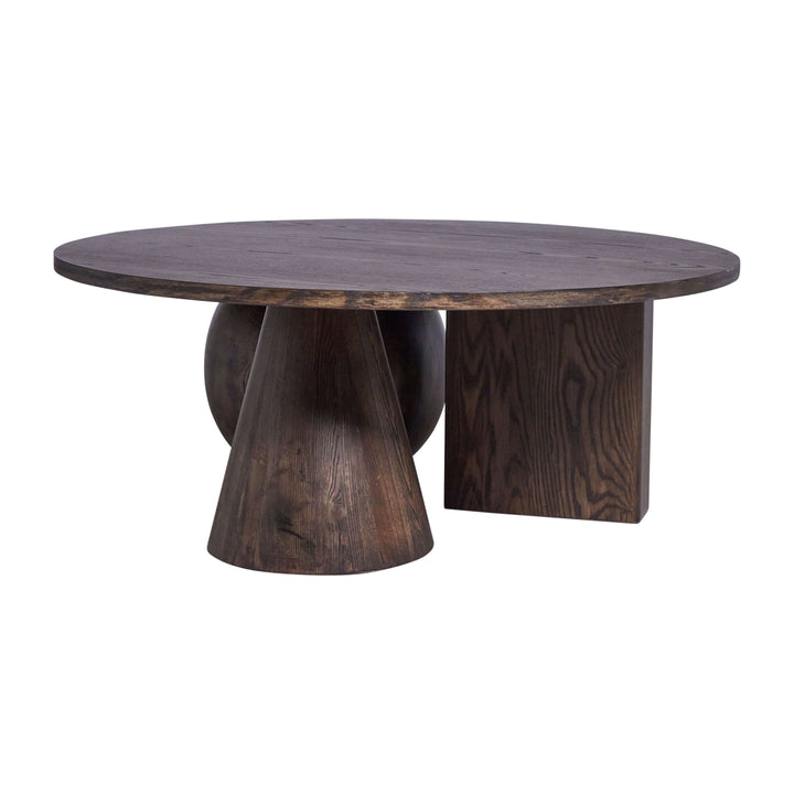 Geometric Shaped Legs Coffee Table, Brown Kd