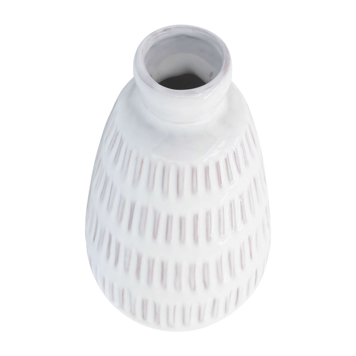 Cer, 8"h Dimpled Vase, White