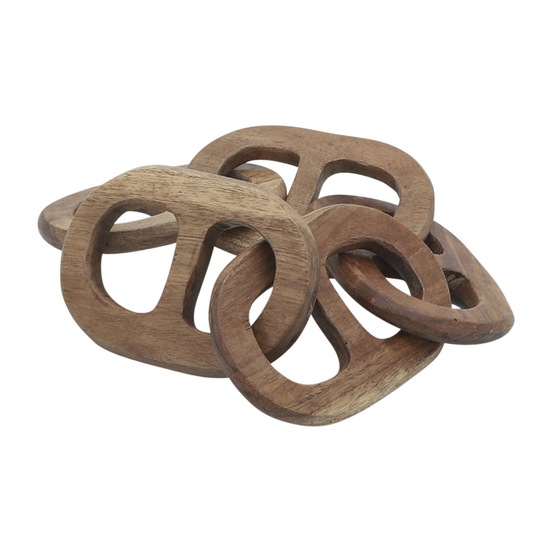 Wood, 24" 5 Links Chain, Brown