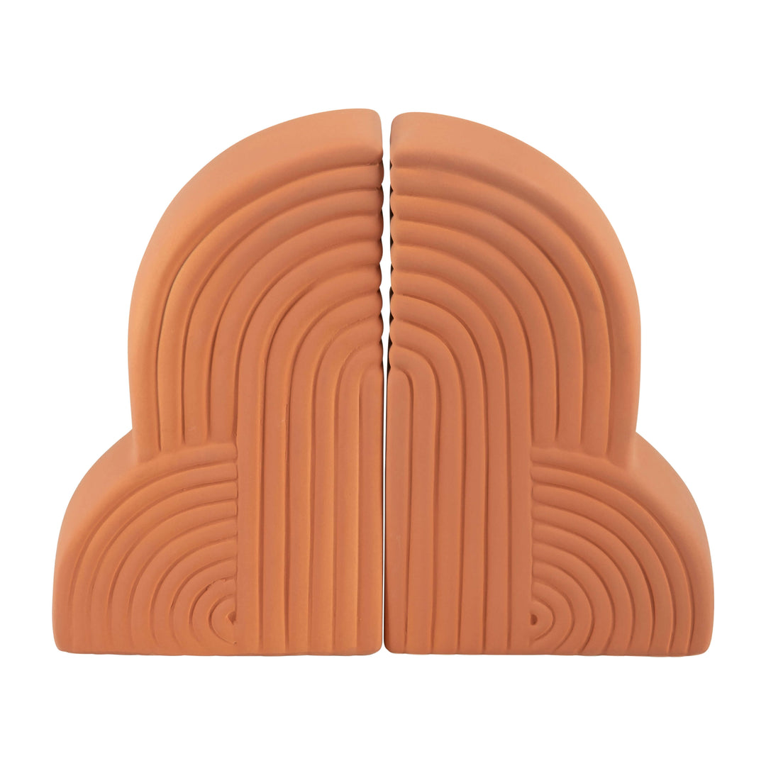 Cer, S/2 13x10" Arches Bookends, Terracotta 