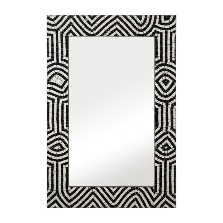 Mosaic 24x36 Modern Tiled Rect Mirror Blk/wht