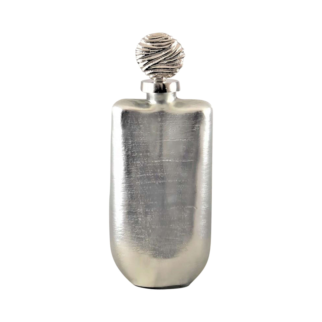 Glass, 16" Metallic Bottle Orb Topper, Silver