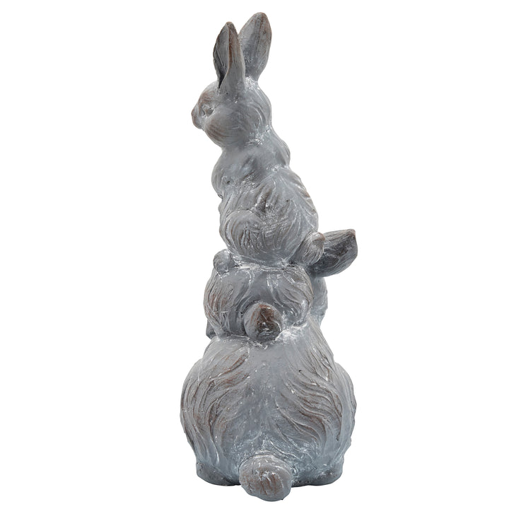 Resin, 16"h Three Bunnies Deco, Gray