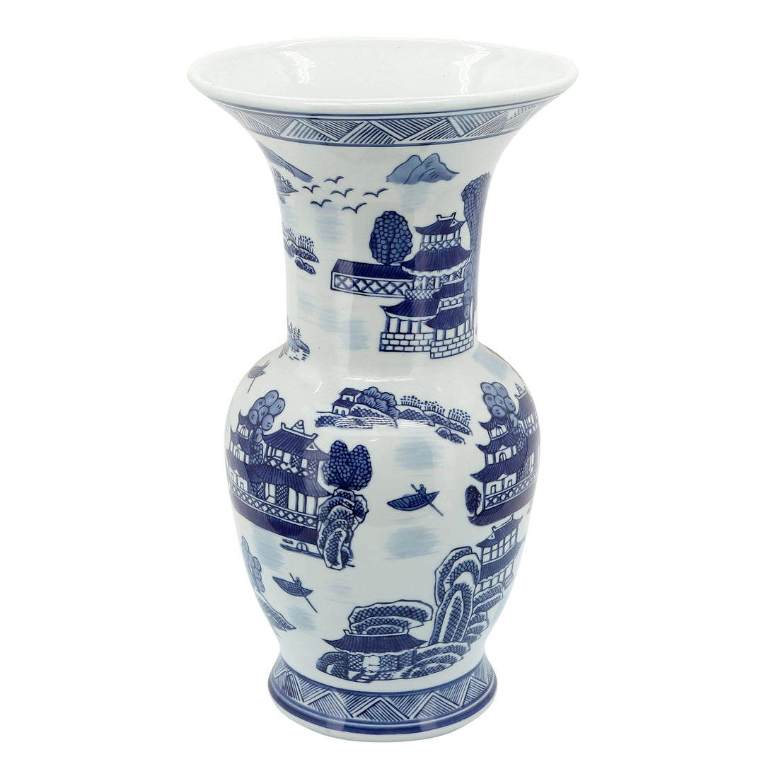 Cer, 16"h Chinoiserie Vase, Blue