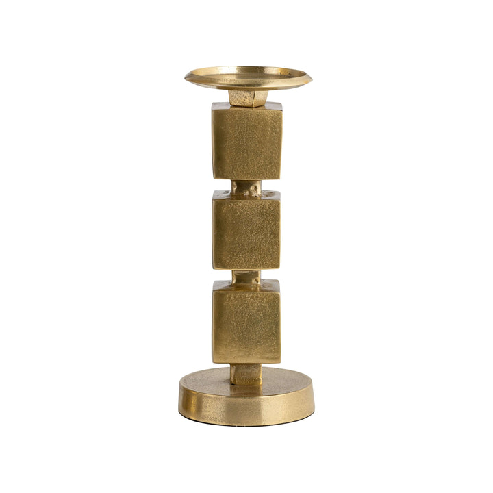 Metal, 12" Stacked Cubes Candleholder, Gold