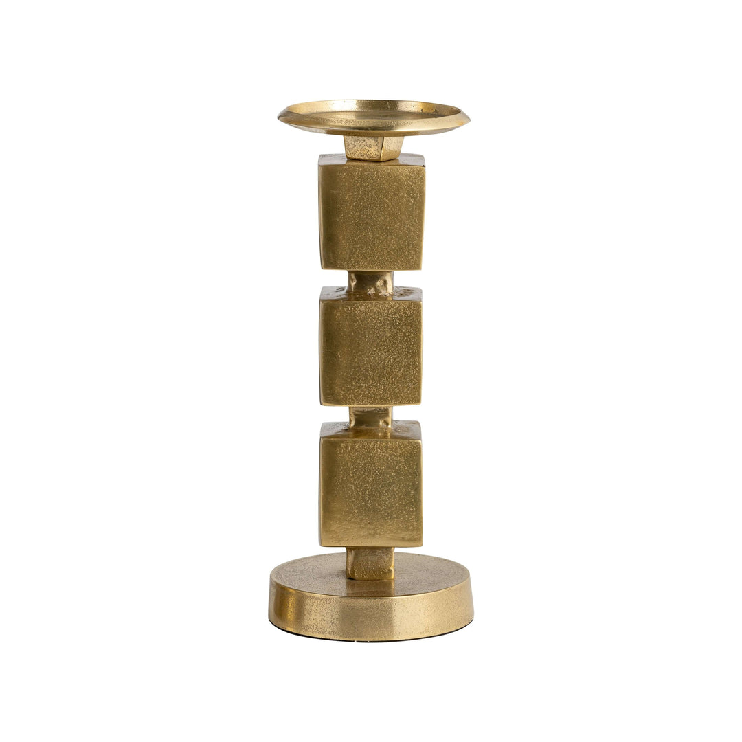 Metal, 12" Stacked Cubes Candleholder, Gold