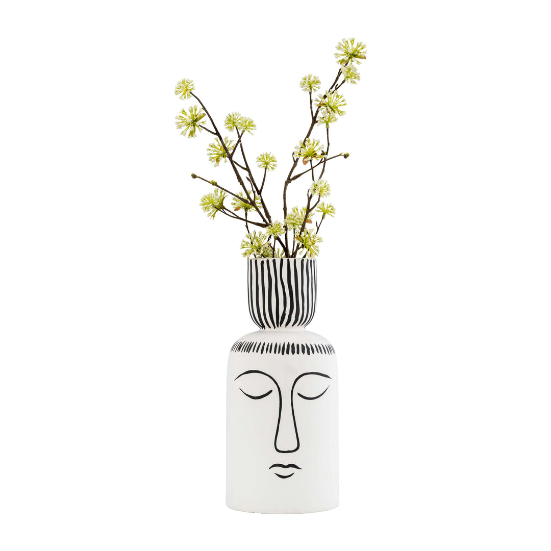 Cer, 11"h Sleeping Man Flower Vase, Wht/blk