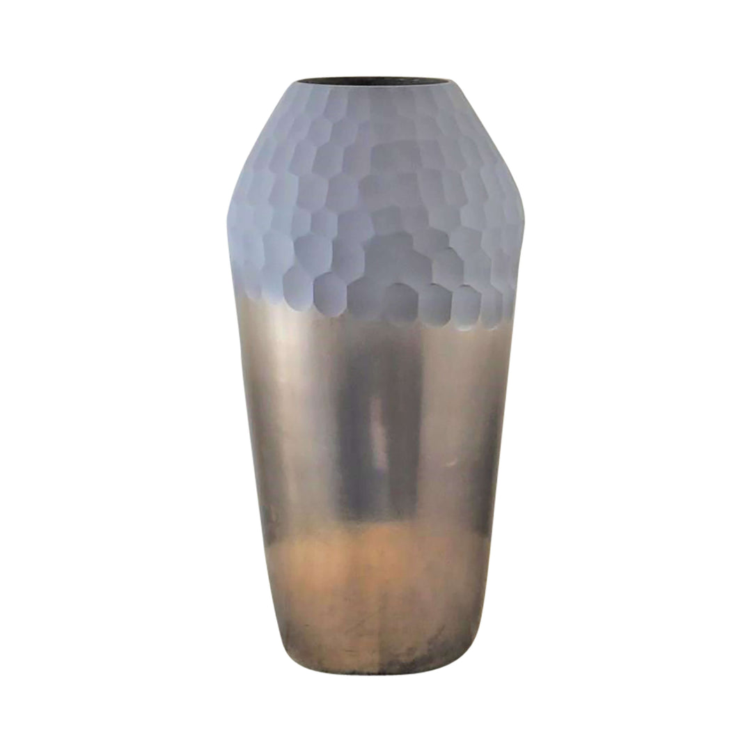 Glass, 14" 2-tone Hand-cut Vase, Metallic