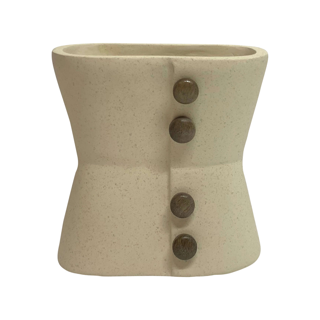 Ecomix, 8" Button Vase, Ivory