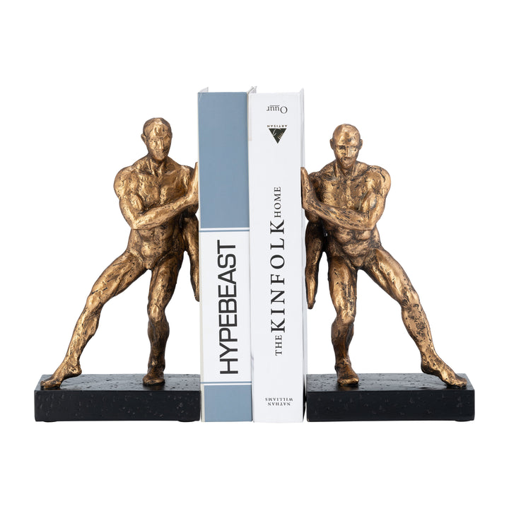 Resin, S/2 10" Push Wall Bookends, Bronze