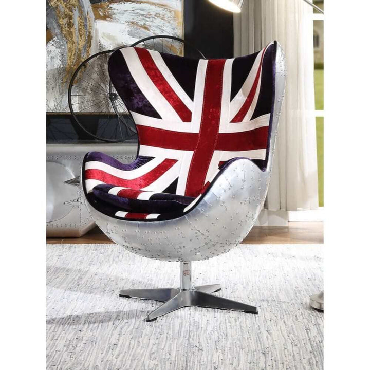 Brancaster Accent Chair 33"L X 31"W X 46"H / Pattern Fabric & Aluminum