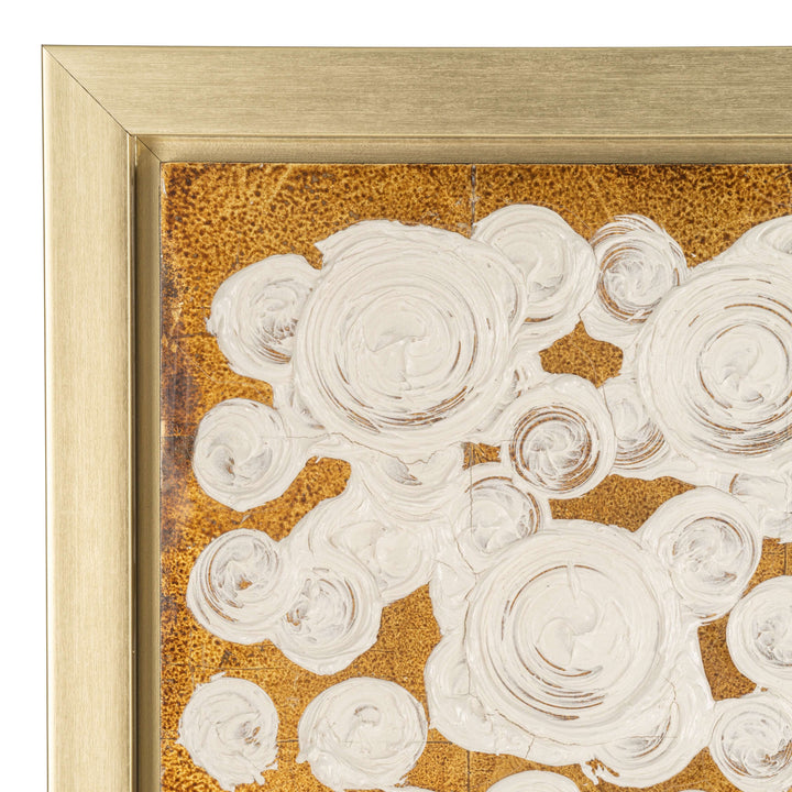 71x47, Hand Painted Clustered Circles, Wht/gold