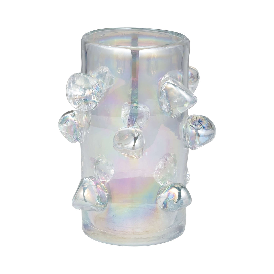 Glass, 9" Vase W/ Knots Irid