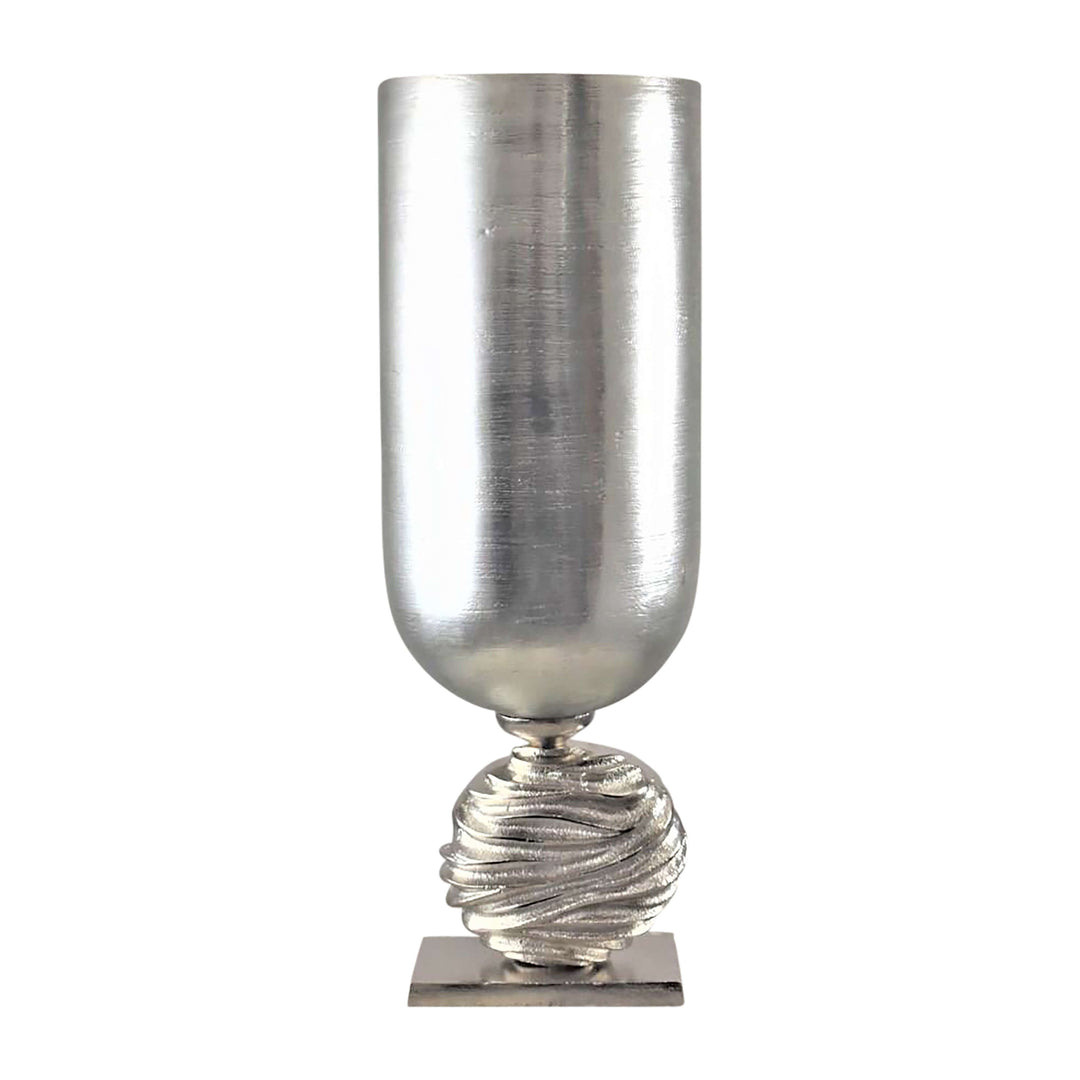 Glass, 23" Vase W/ Orb Base, Silver, Kd