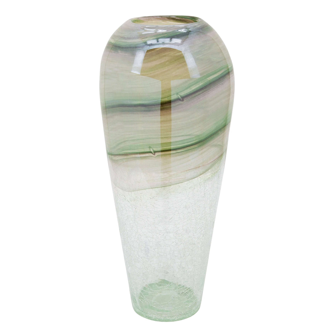 Glass, 17"h Crackled Vase, Clear