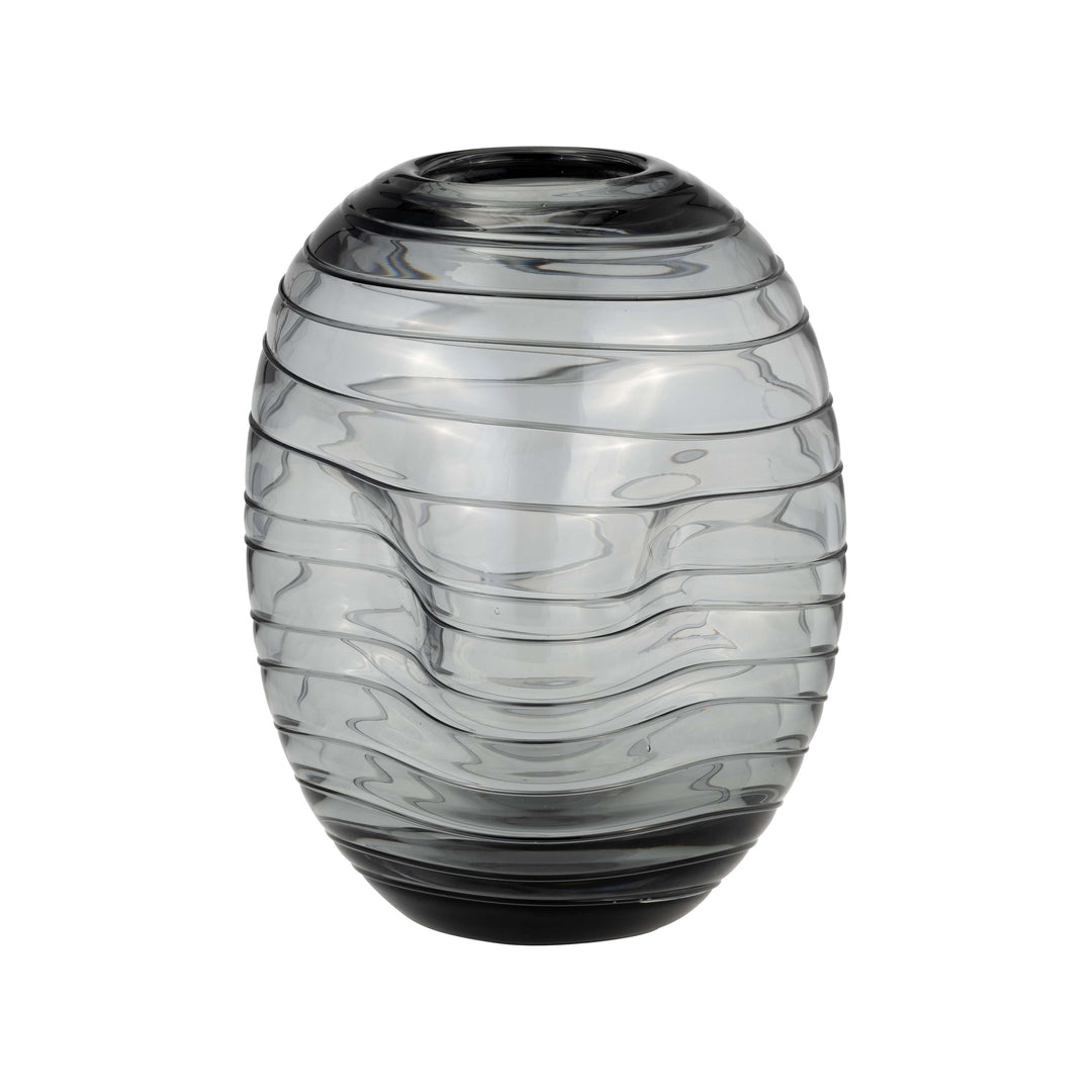 Glass, 8"h Pinched Vase, Smoke