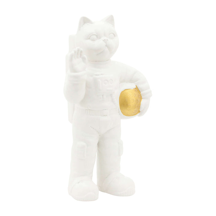 Cer,12",astro Cat Deco,white/gold