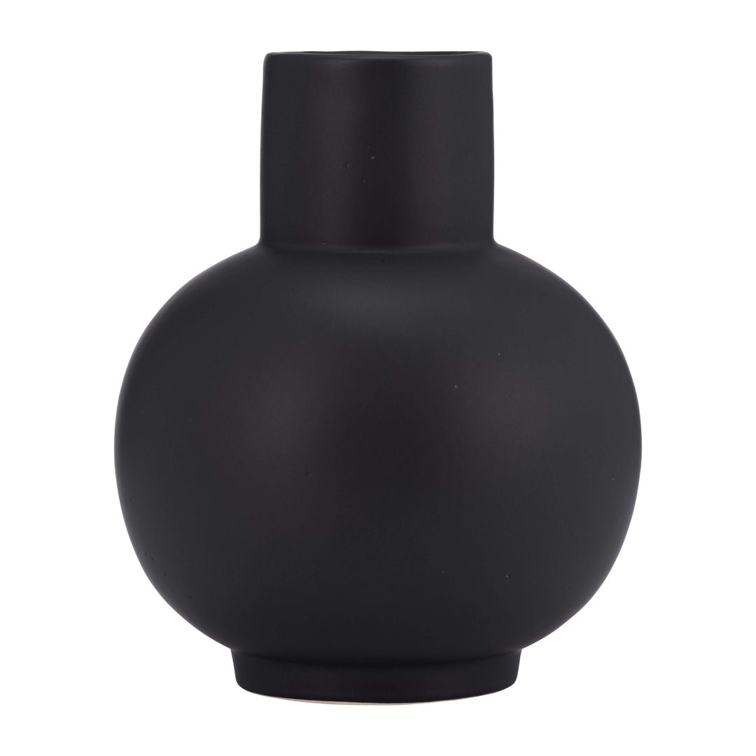 Cer, 7"h Bulbous Vase, Black