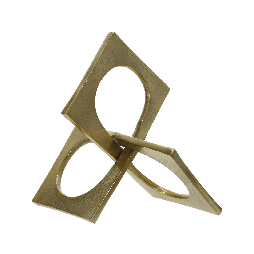 Metal 9" Linked Square Deco, Gold