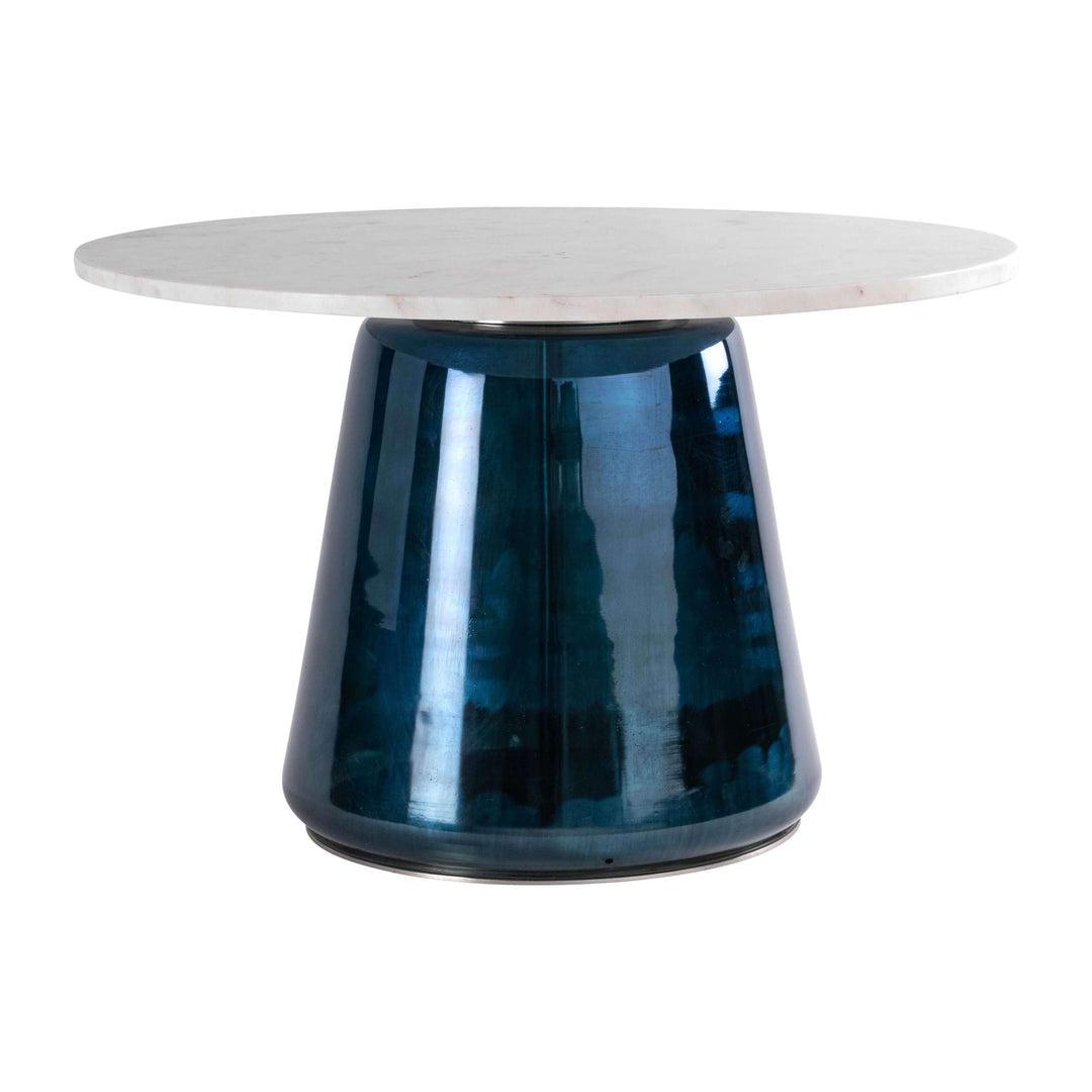 Marble Top, 19"h Coffee Table Gls Base, Metallic