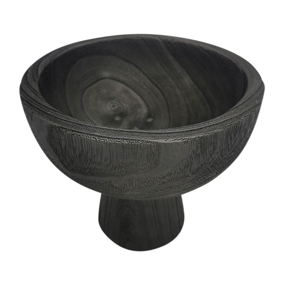 Wood, 8" Bowl W/ Stand, Black