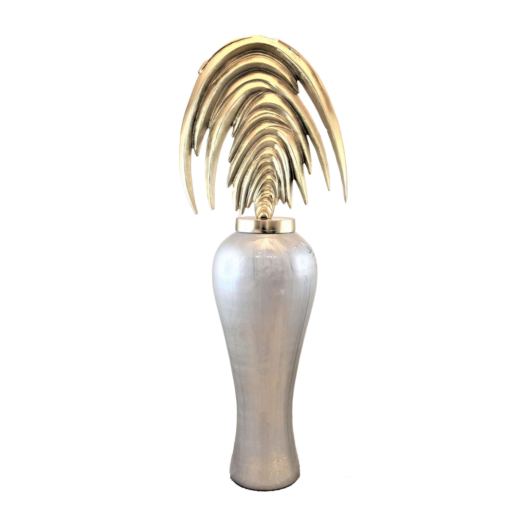 Glass, 51" Mid- Century Floor Vase, Gray/gold Kd