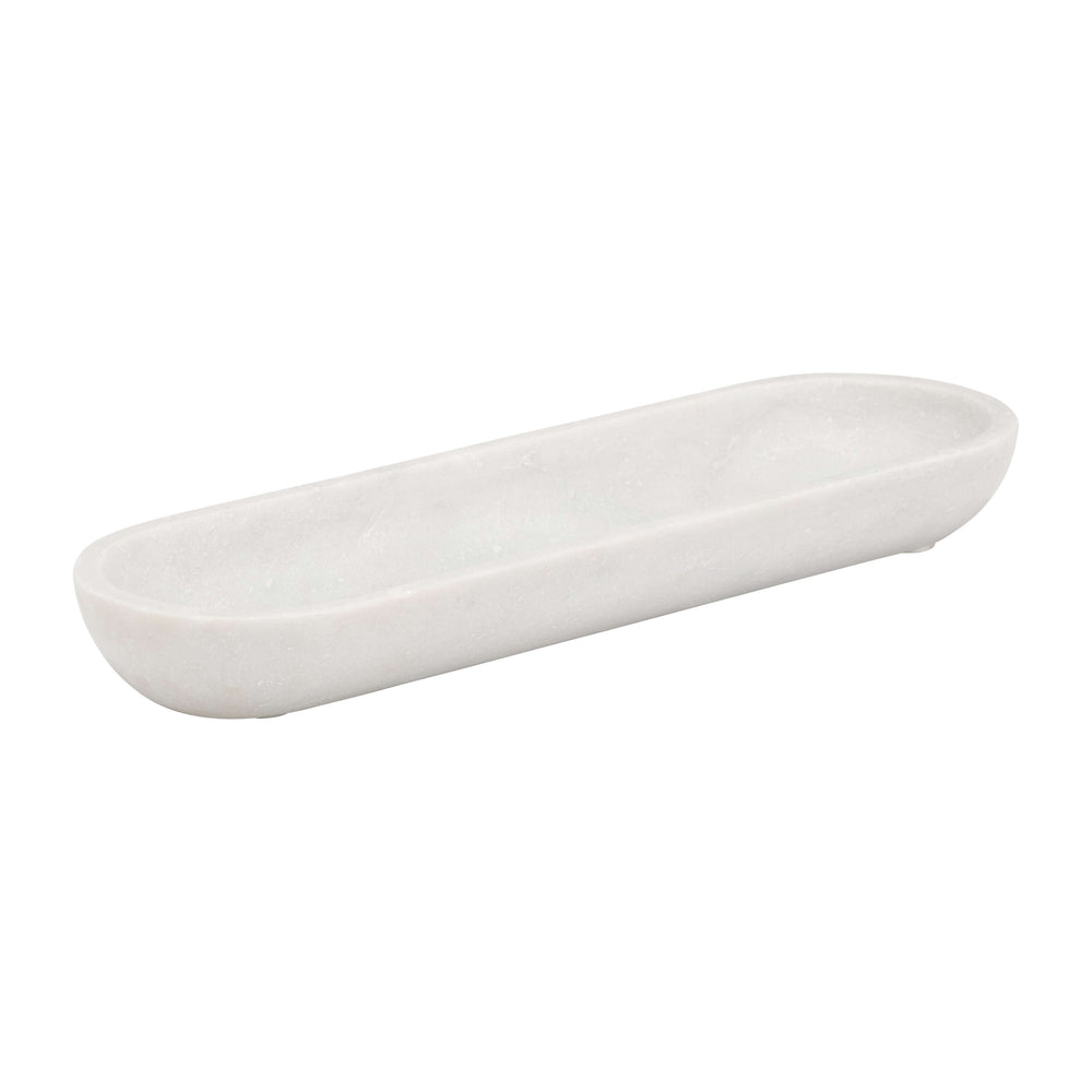 Marble, 18"l Oval Tray, White