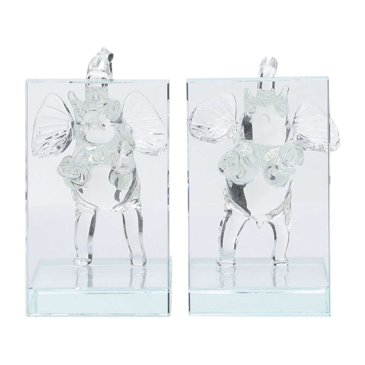 Crystal, S/2 5"h Elephant Bookends