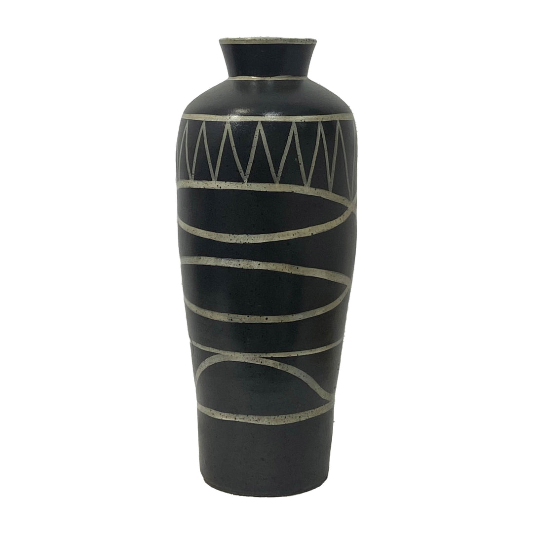 Terracotta, 22"h Modern Vase, Black
