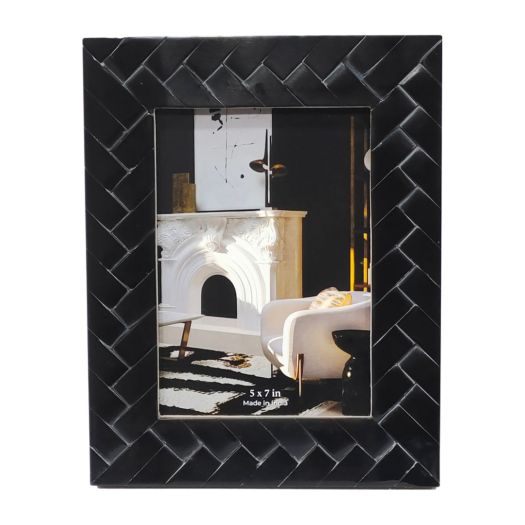 Resin, 5x7 Woven Photo Frame, Black
