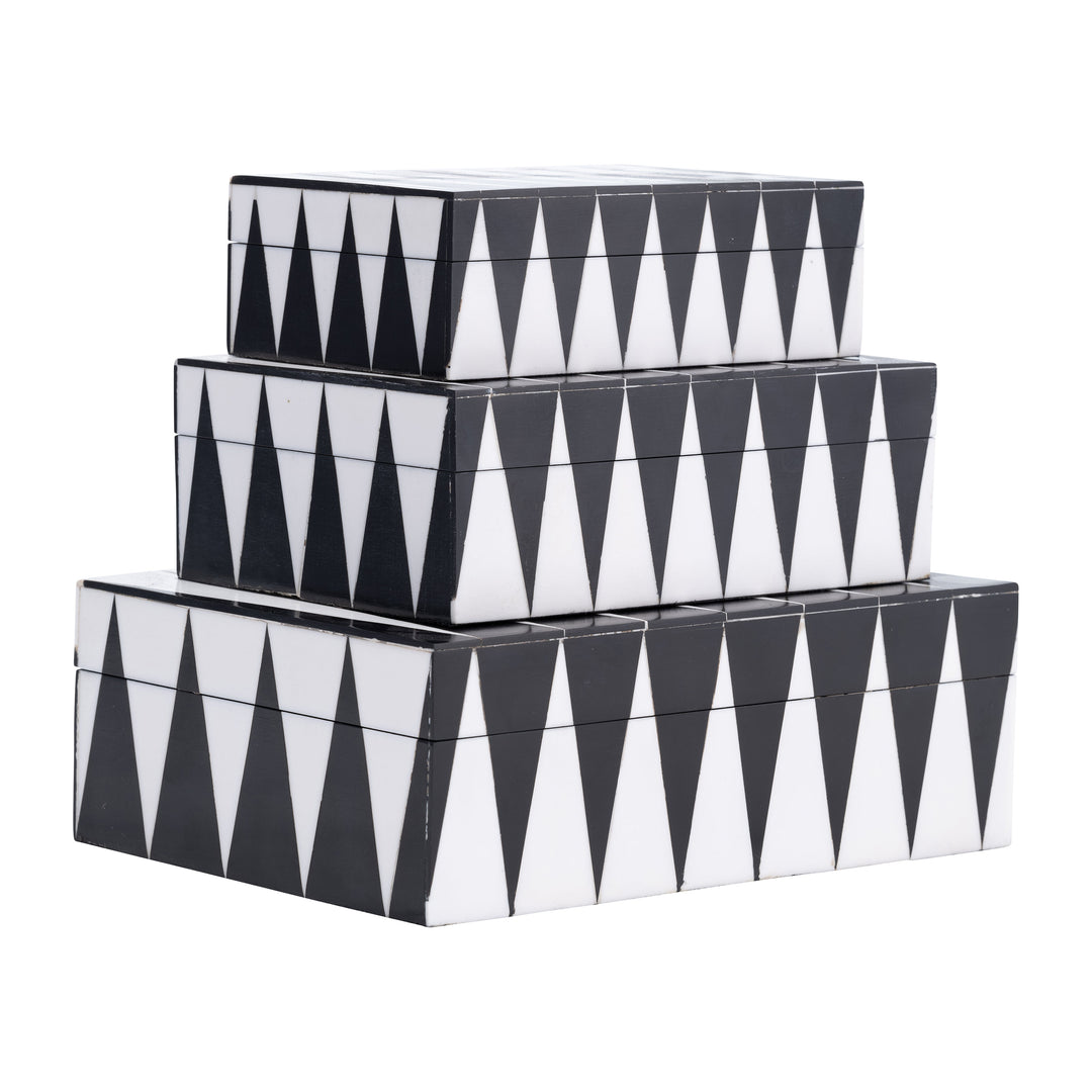 Resin,s/3 6/7/9",sharp Lines Rec Boxes,black/white