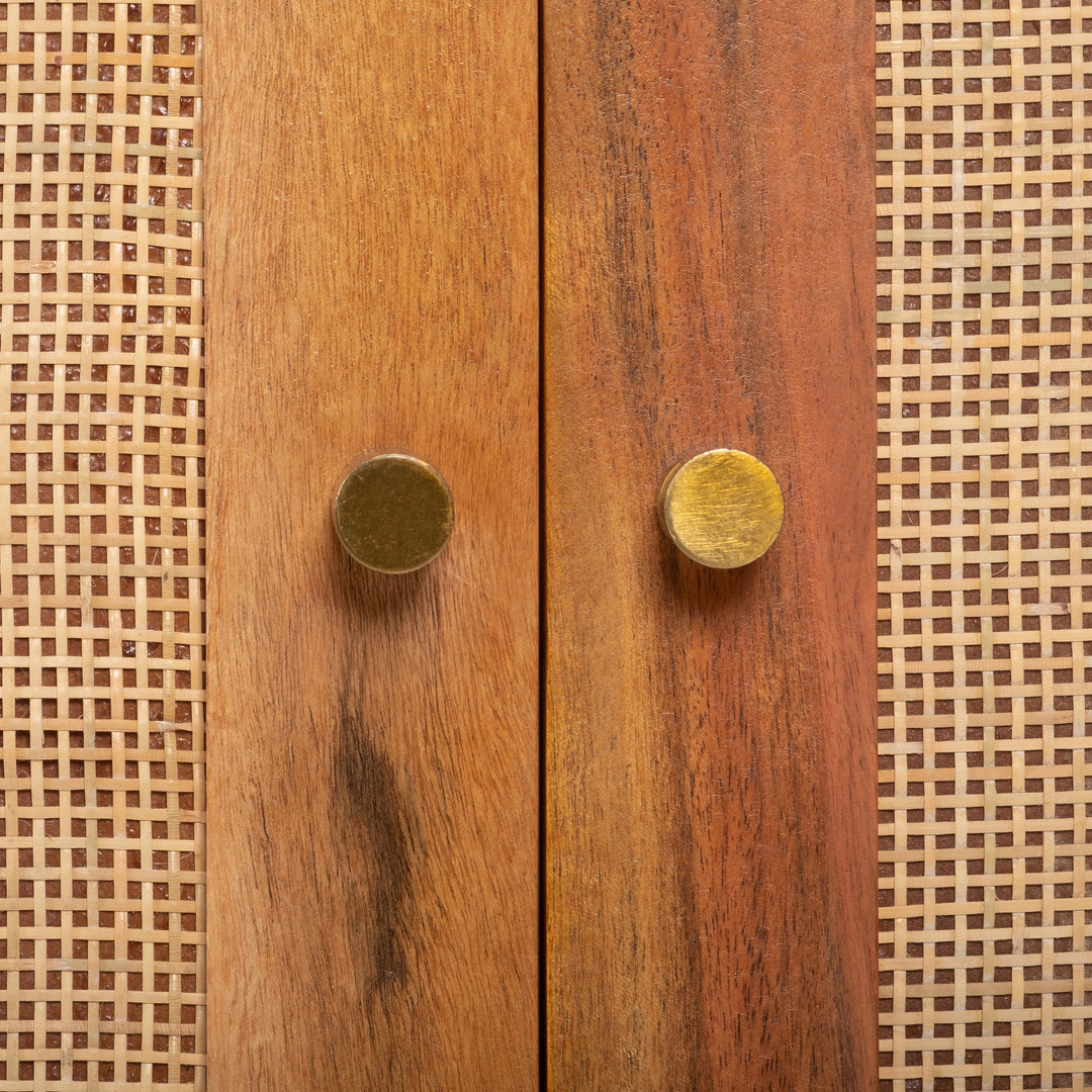 Wood/cane, 30x33" 2-door Cabinet. Natural