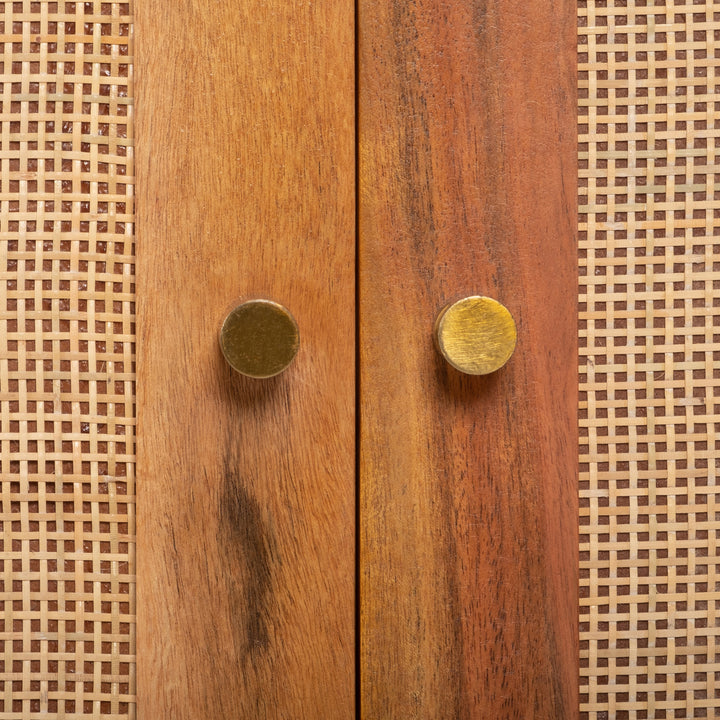 Wood/cane, 30x33" 2-door Cabinet. Natural
