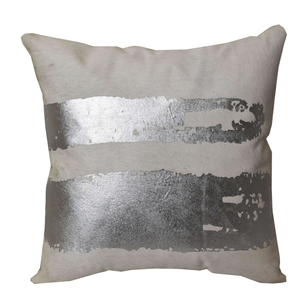 20x20" Leather, Shimmer Decorative Pillow, Silver