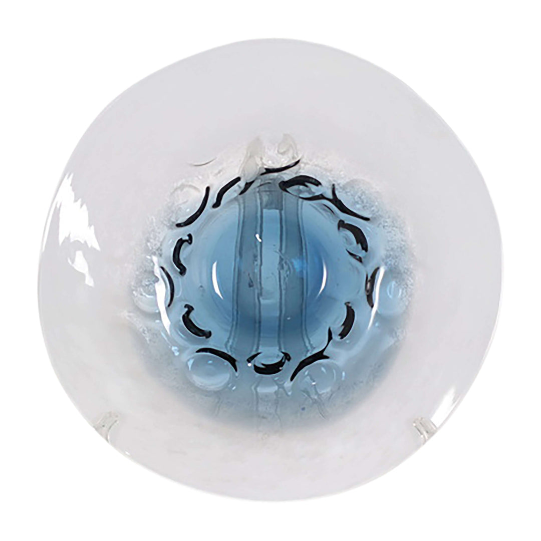 Glass, 12l" Blue Waters Bowl, Blue/white