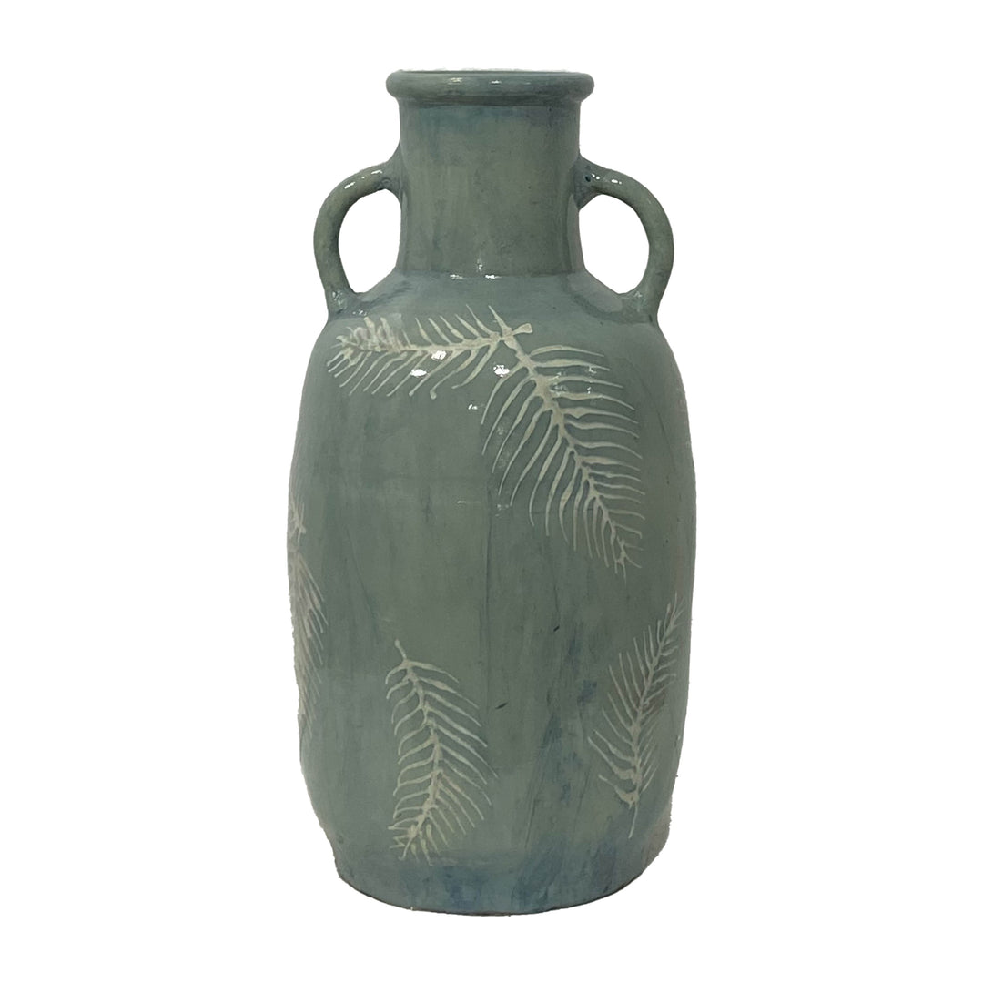 Terracotta, 23"h Leaf Eared Vase, Mint