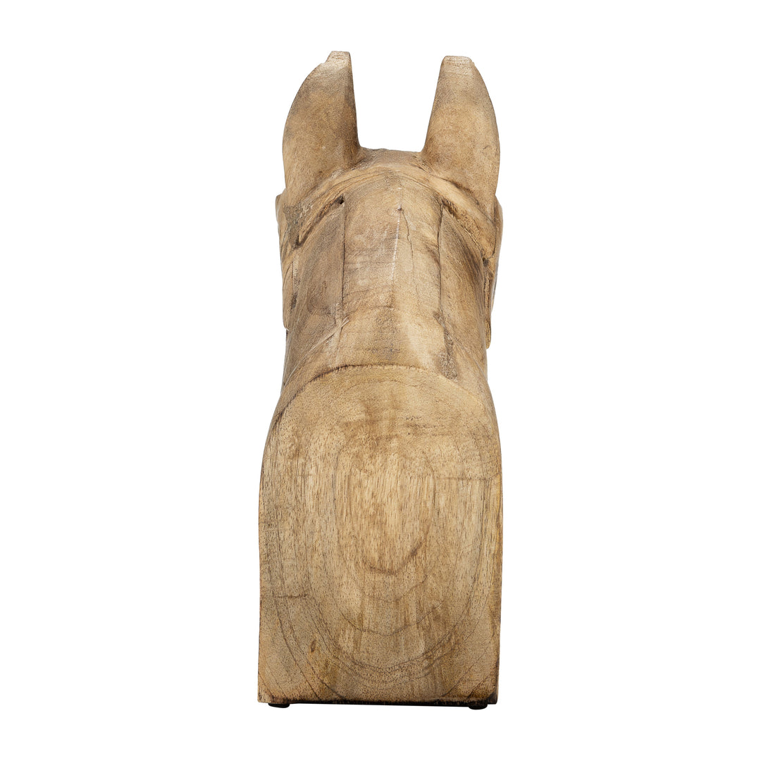Wood, 10"h Horse Head Deco, Brown
