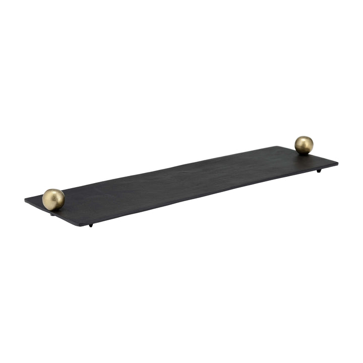 Metal,s/2 24/18",flat Tray With Gld Knob Handles,b