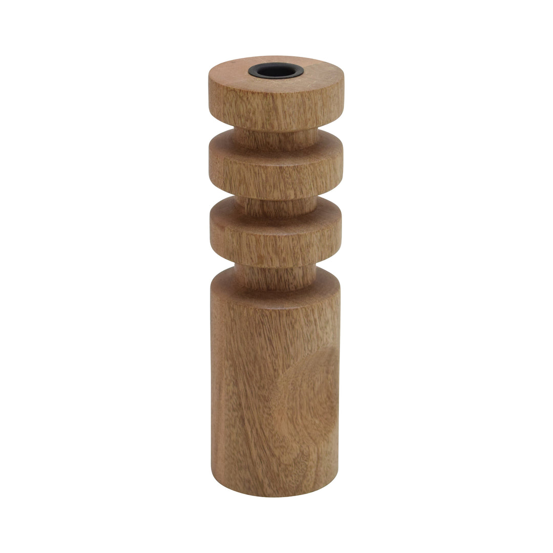 Wood, 10" Stacked Taper Candleholder Natural