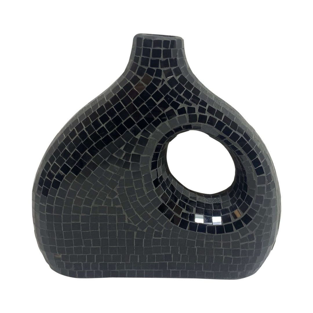 Ecomix, 11" Mosaic Vase, Black