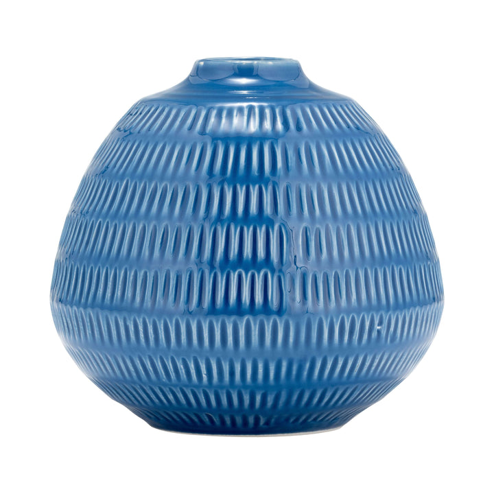Cer,6",stripe Oval Vase,coastal Blue
